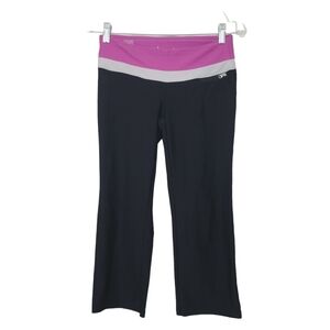 Aerie Fit Work Out Crop Black Purple Pant XS